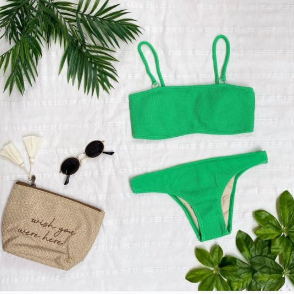 PQ Textured Bralette Bikini Set in Kelly Green Reef - Picture 2 of 10